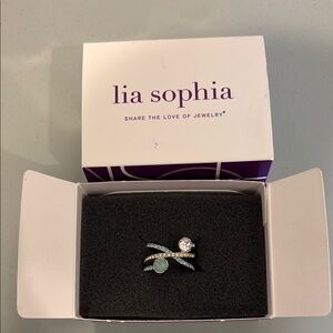 Lia Sophia Silver and Blue Bow Ring